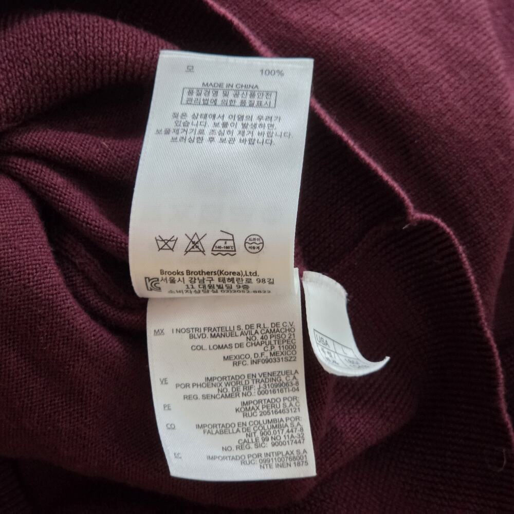Brooks Brothers Saxxon Wool Men's V-Neck Sweater 100% Wool Long Sleeve Large - Picture 7 of 7